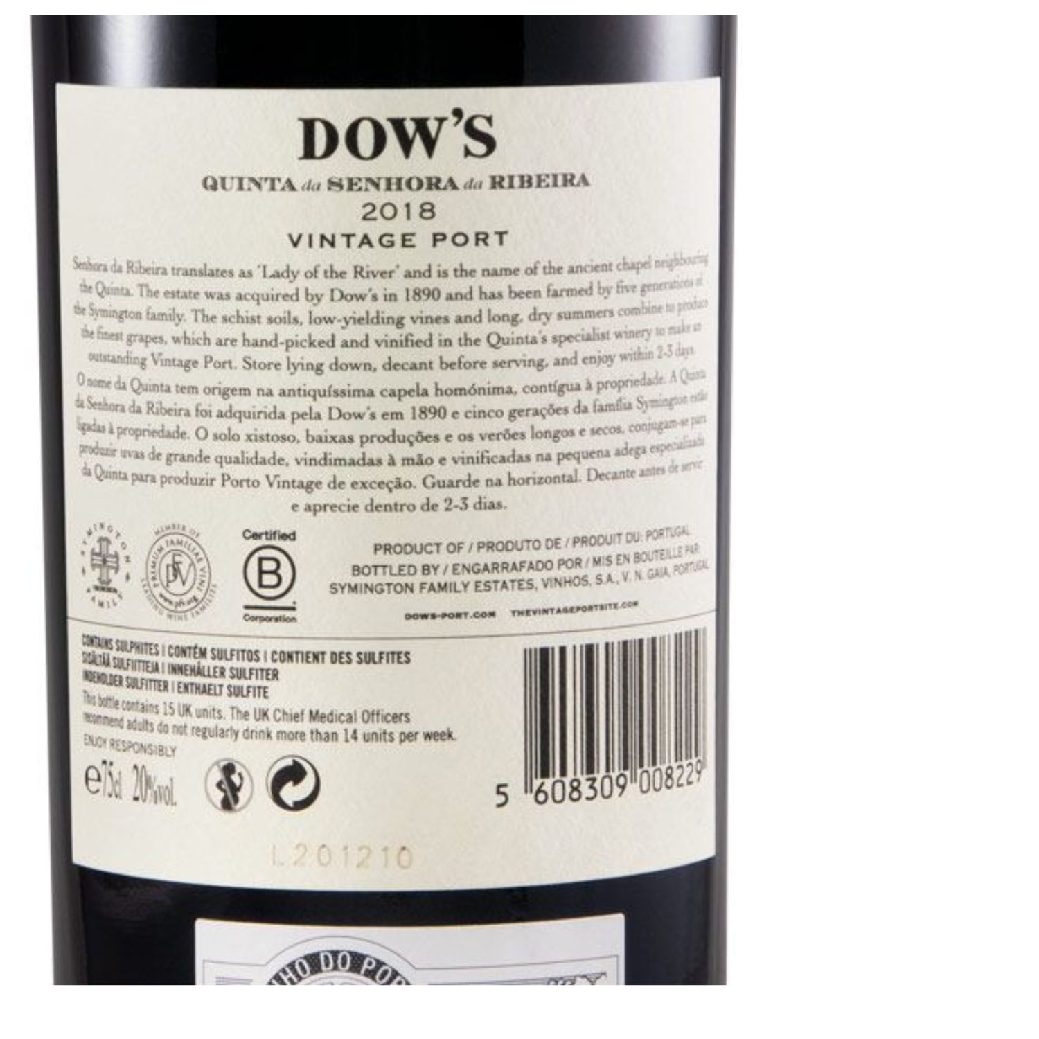 Porto Dow´s Quinta Senhora da Ribeira Vintage 2018 Porto Dow´s Quinta Senhora da Ribeira Vintage 2018