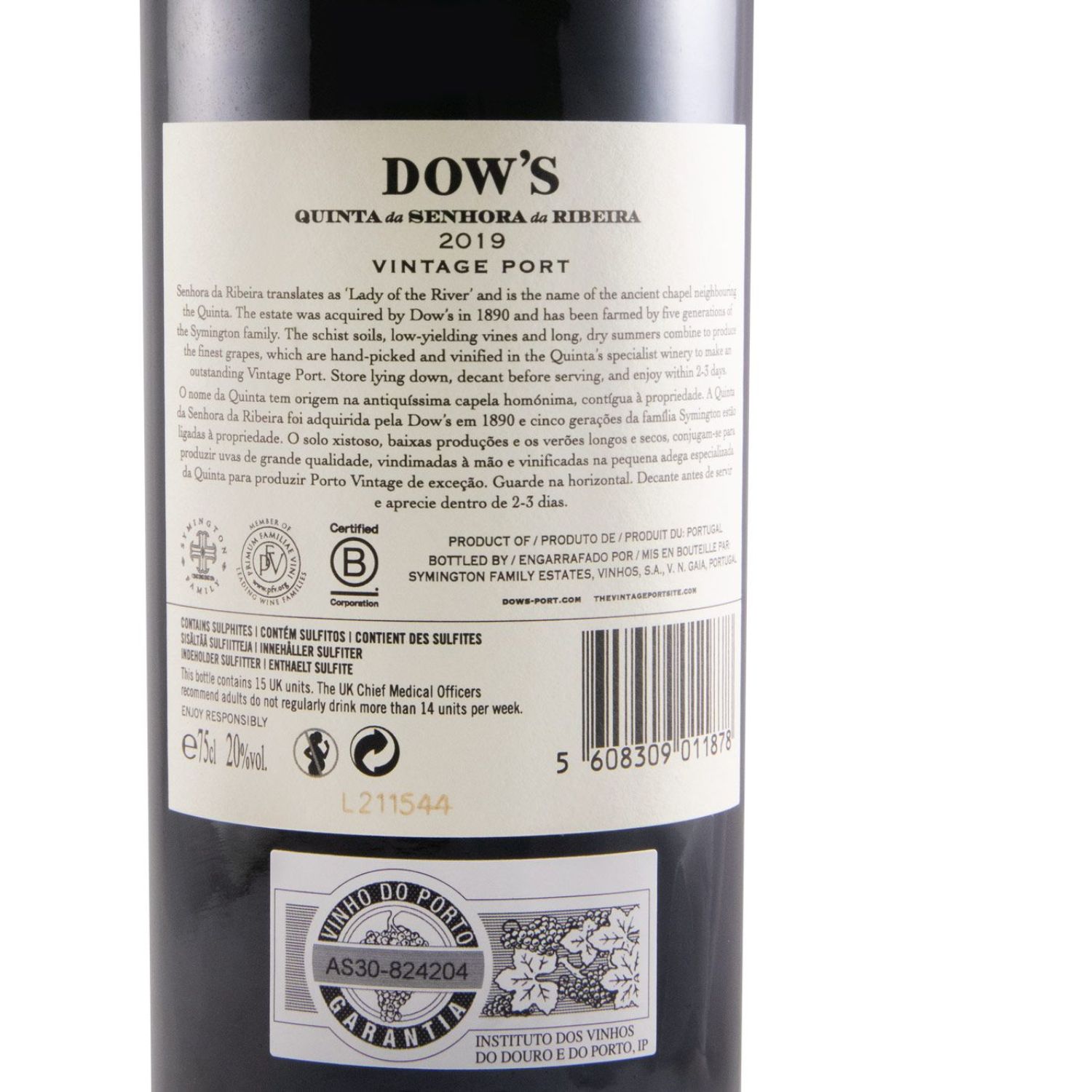 Porto Vinho do Porto Dow´s Quinta Senhora da Ribeira Vintage 2019